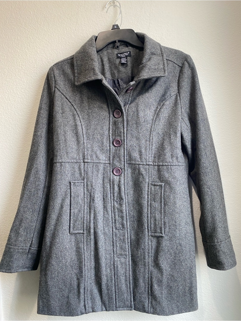 Poetry Charcoal Gray Wool-Blend Pea Coat
